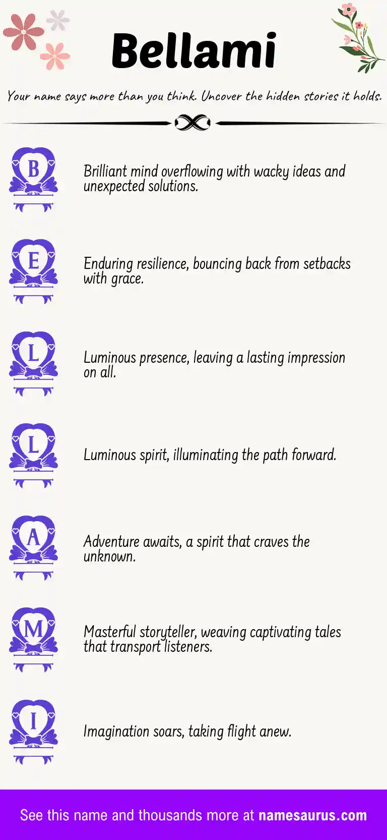 Acrostic poem about Bellami.