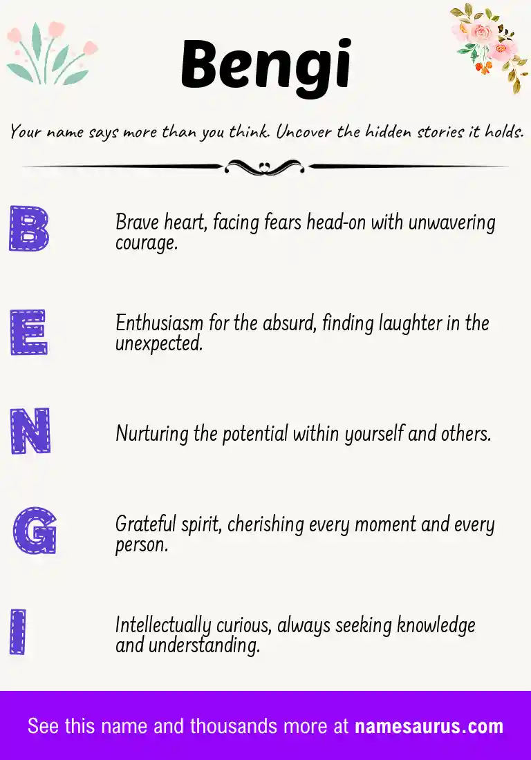 Acrostic poem about Bengi.
