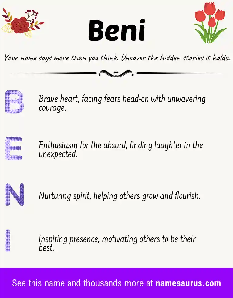 Acrostic poem about Beni.