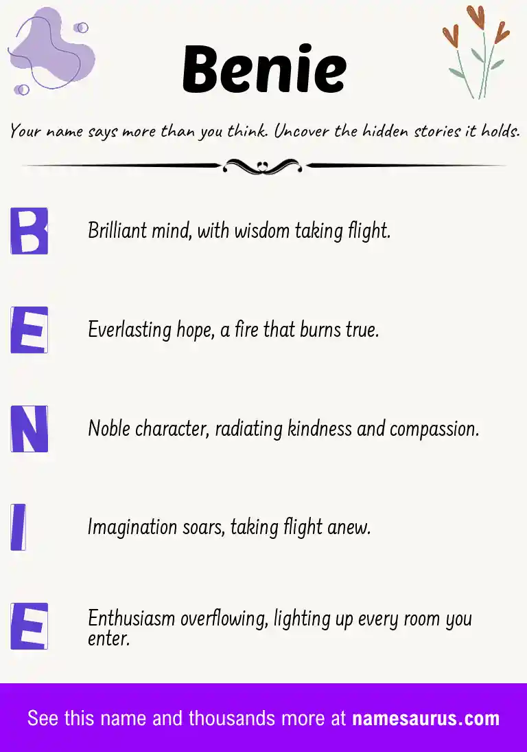 Acrostic poem about Benie.