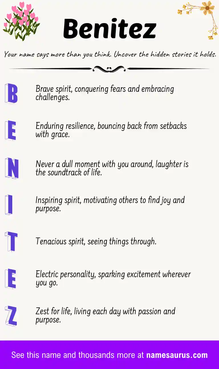 Acrostic poem about Benitez.