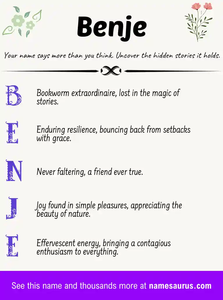 Acrostic poem about Benje.