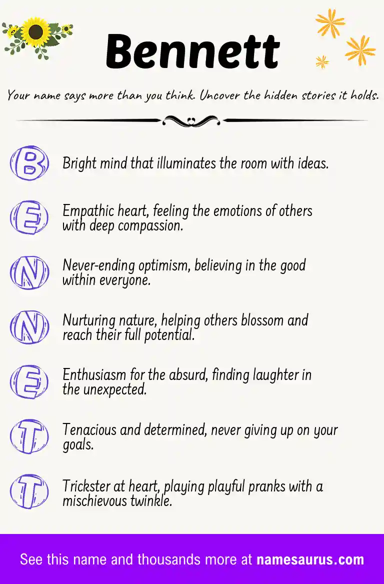 Acrostic poem about Bennett.