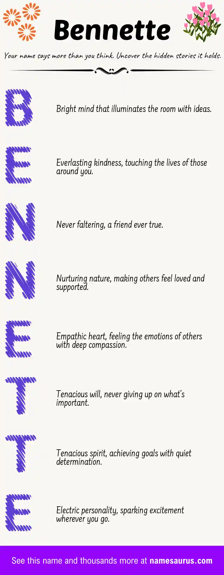 Acrostic poem about Bennette.