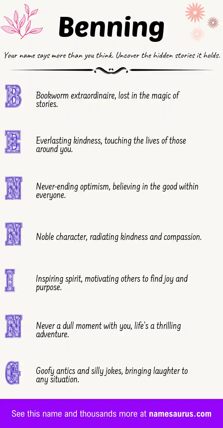 Acrostic poem about Benning.