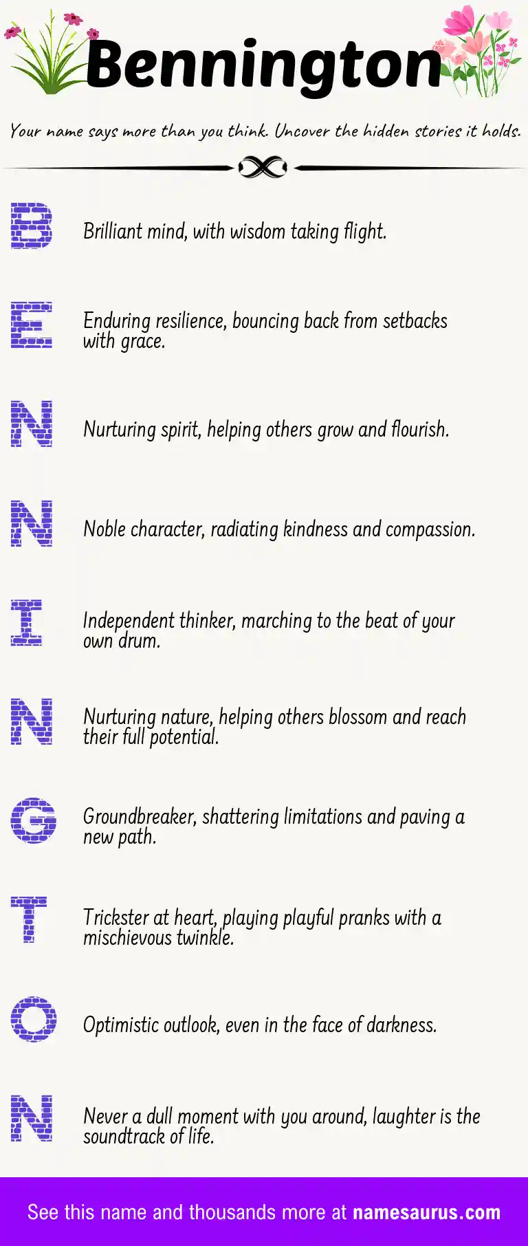 Acrostic poem about Bennington.