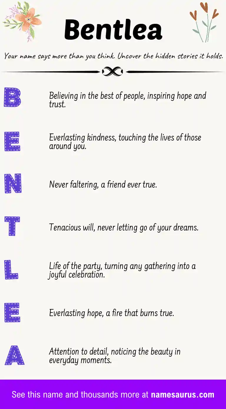 Acrostic poem about Bentlea.
