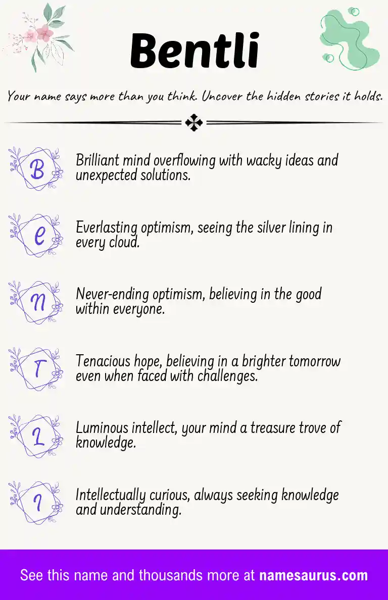 Acrostic poem about Bentli.