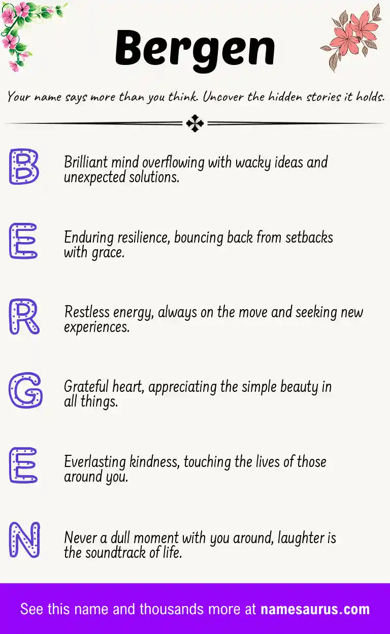Acrostic poem about Bergen.
