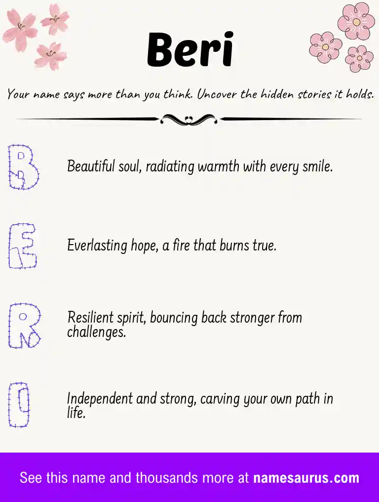 Acrostic poem about Beri.