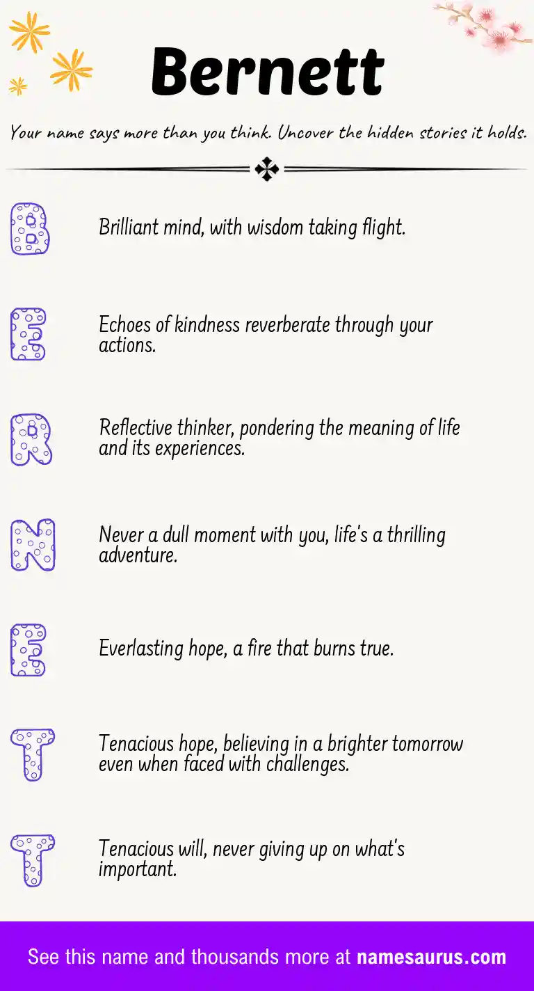 Acrostic poem about Bernett.