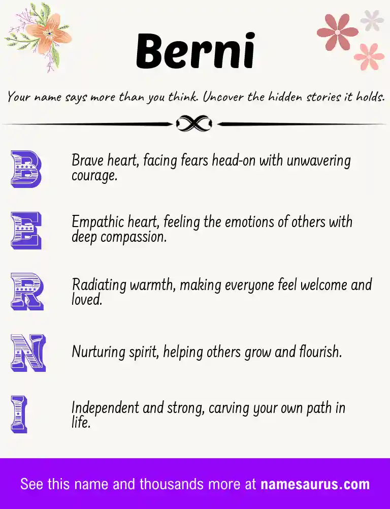 Acrostic poem about Berni.