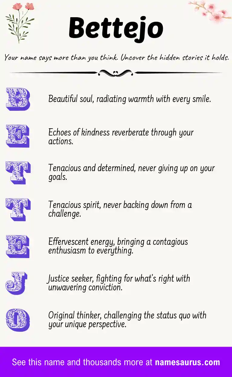 Acrostic poem about Bettejo.
