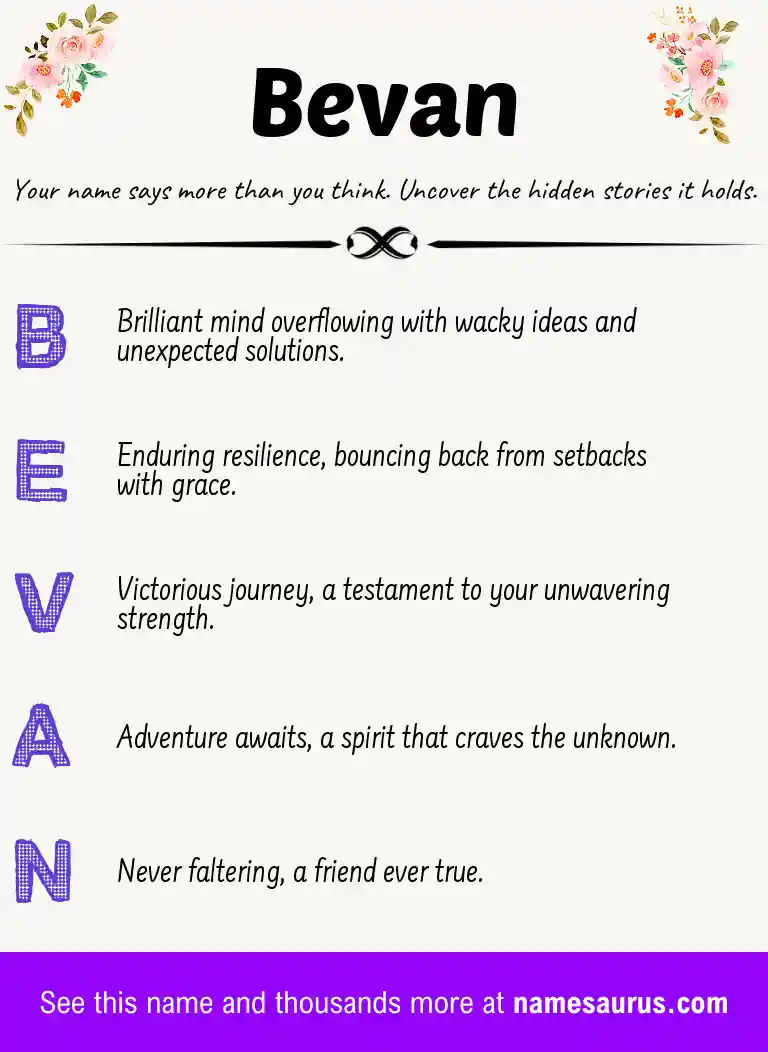 Acrostic poem about Bevan.