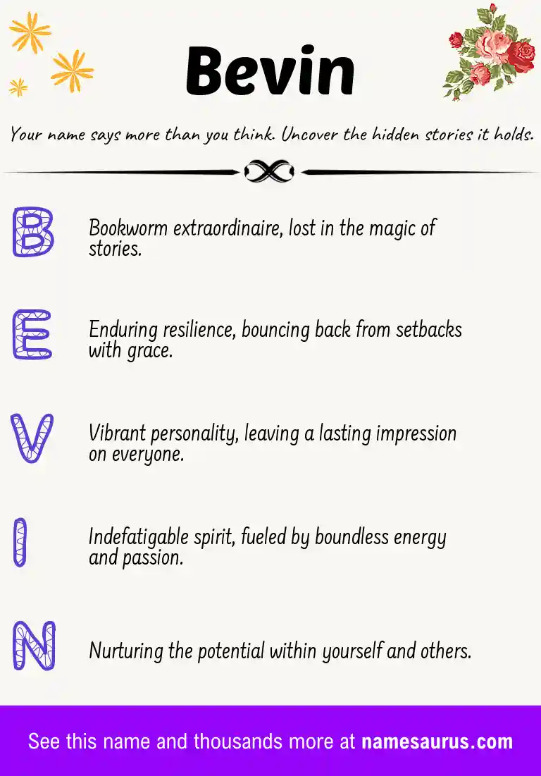 Acrostic poem about Bevin.