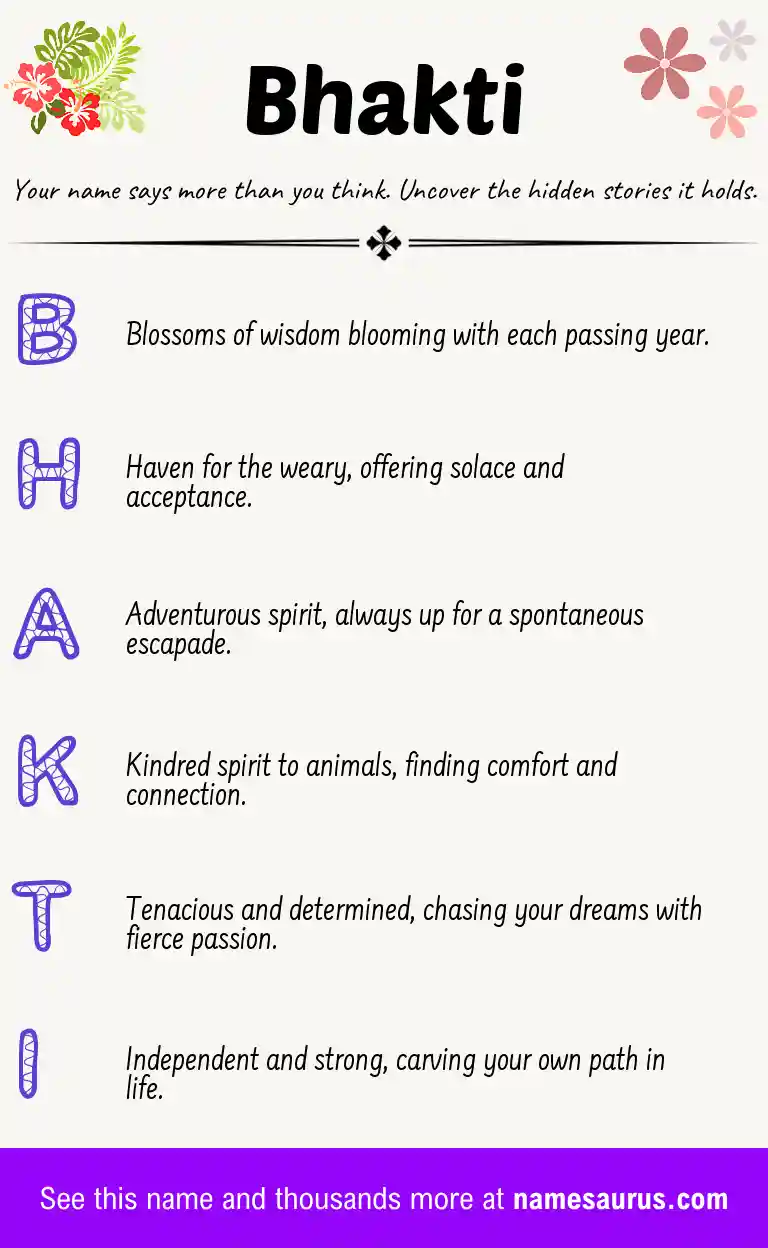 Acrostic poem about Bhakti.