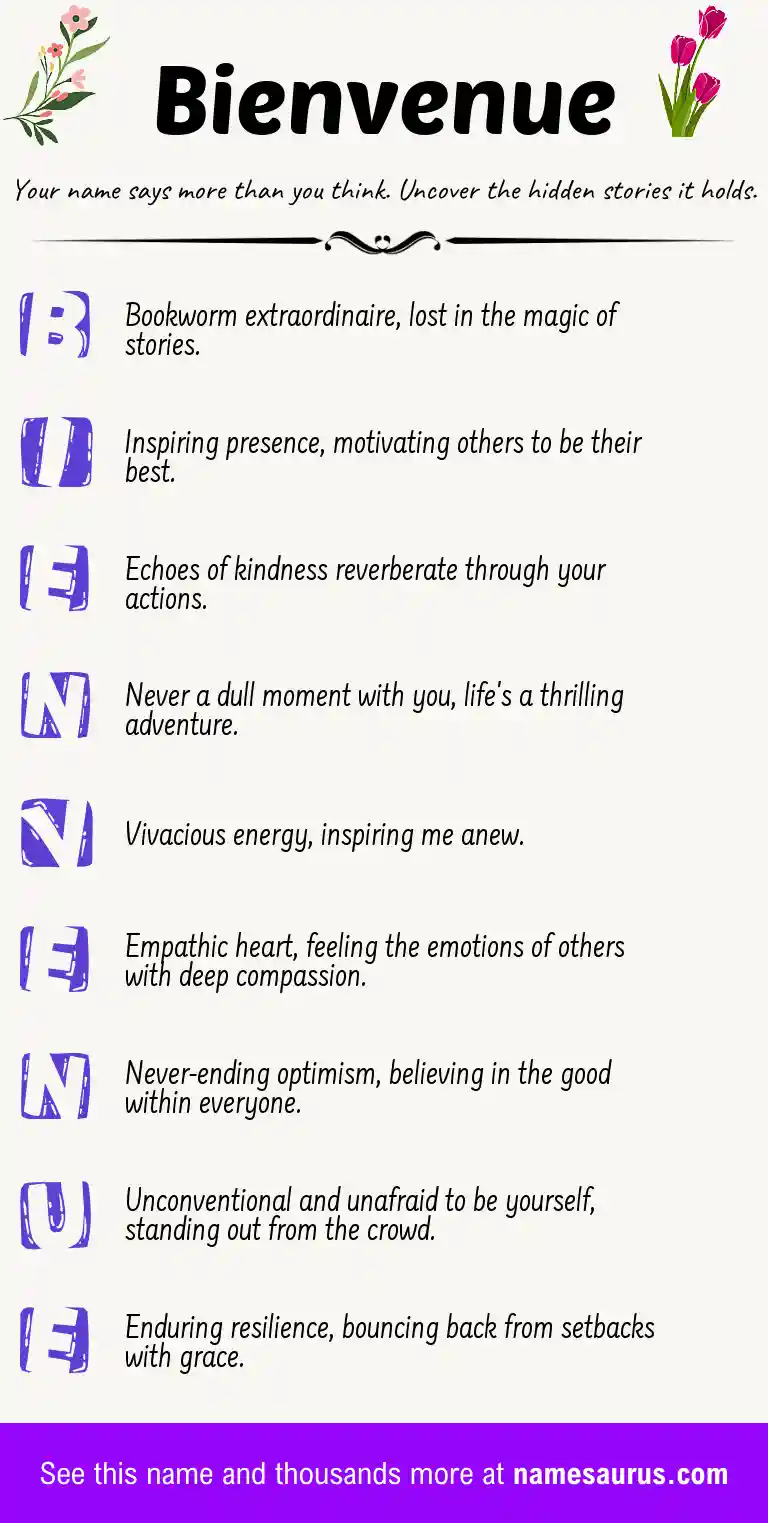 Acrostic poem about Bienvenue.