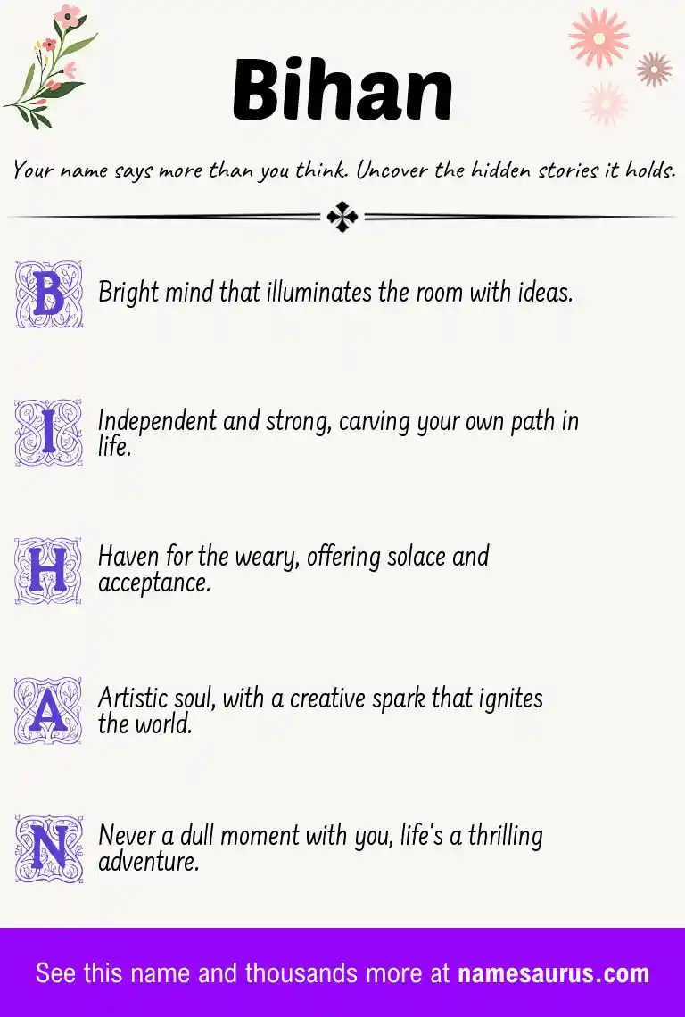 Acrostic poem about Bihan.