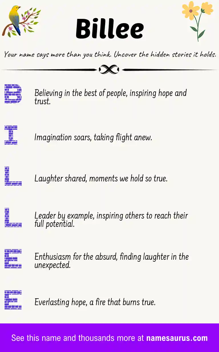 Acrostic poem about Billee.