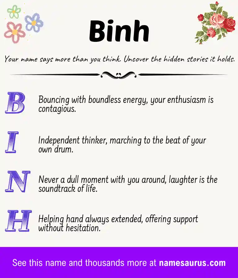 Acrostic poem about Binh.