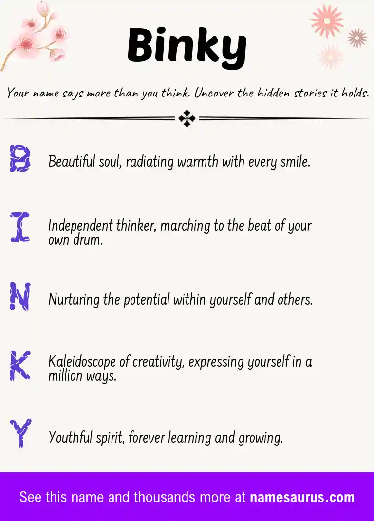 Acrostic poem about Binky.