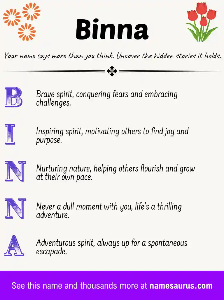Acrostic poem about Binna.