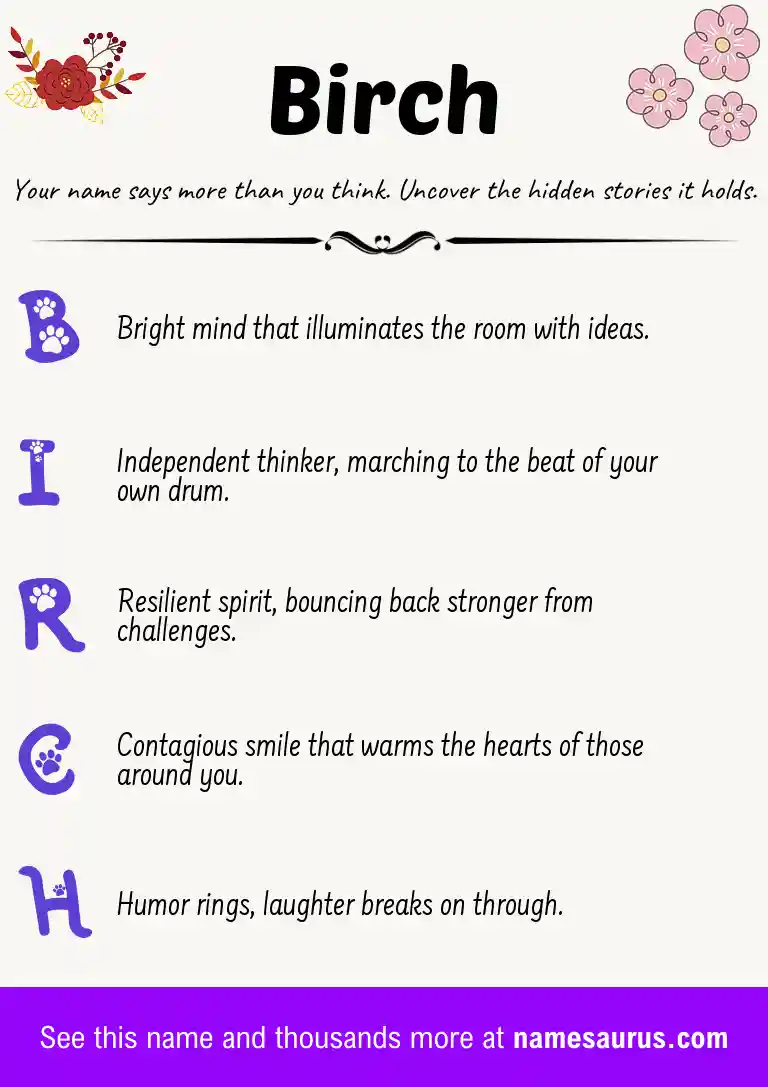 Acrostic poem about Birch.