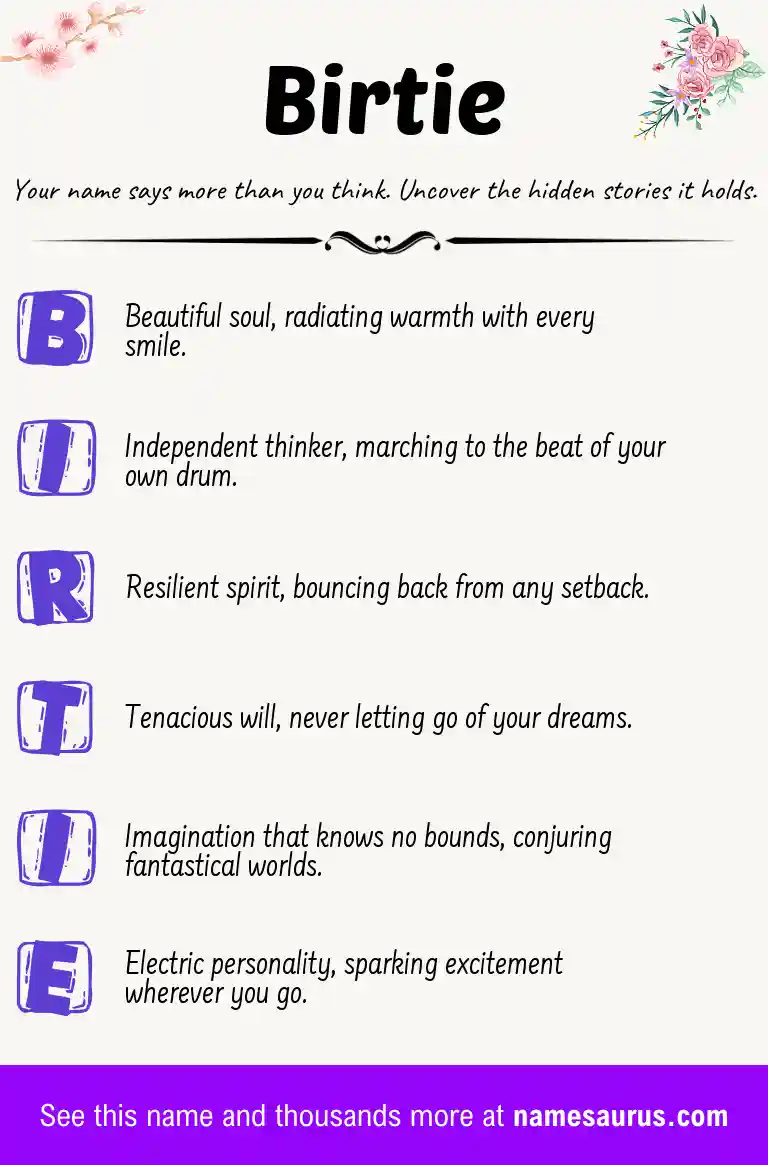 Acrostic poem about Birtie.