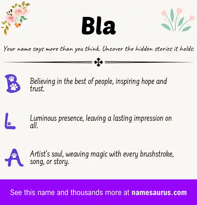 Acrostic poem about Bla.
