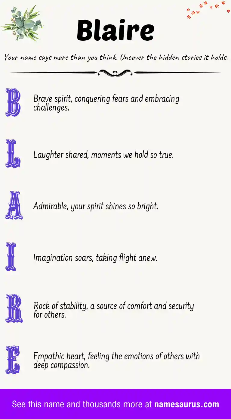 Acrostic poem about Blaire.