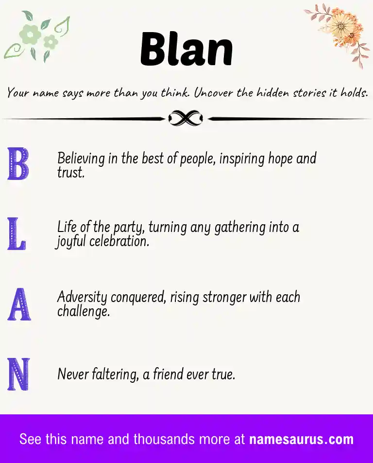 Acrostic poem about Blan.
