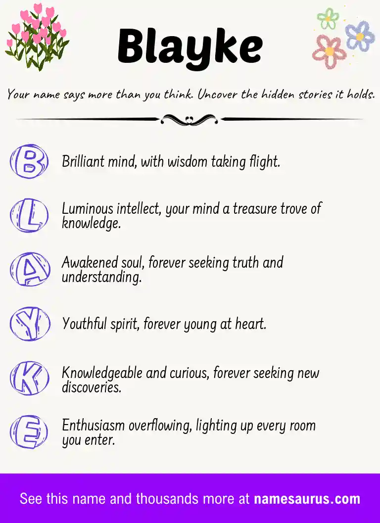 Acrostic poem about Blayke.