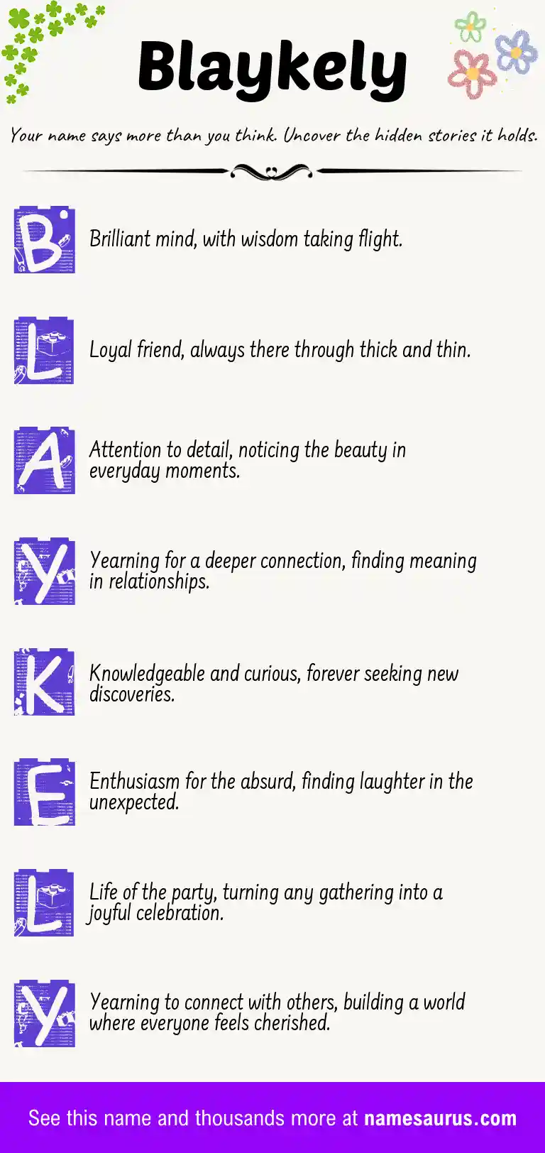 Acrostic poem about Blaykely.