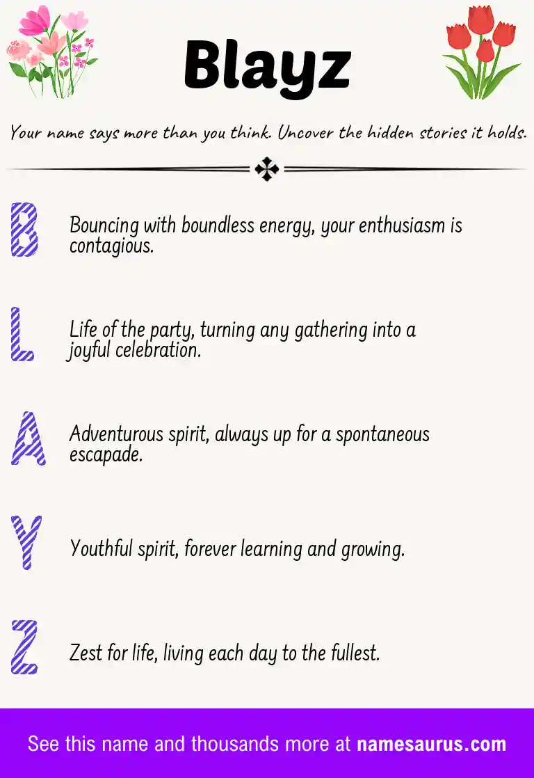 Acrostic poem about Blayz.