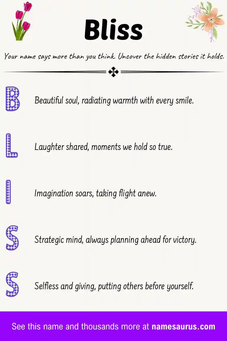 Acrostic poem about Bliss.