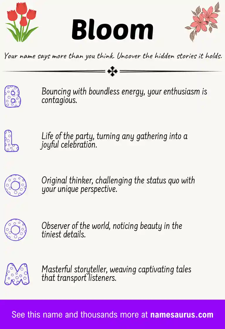 Acrostic poem about Bloom.