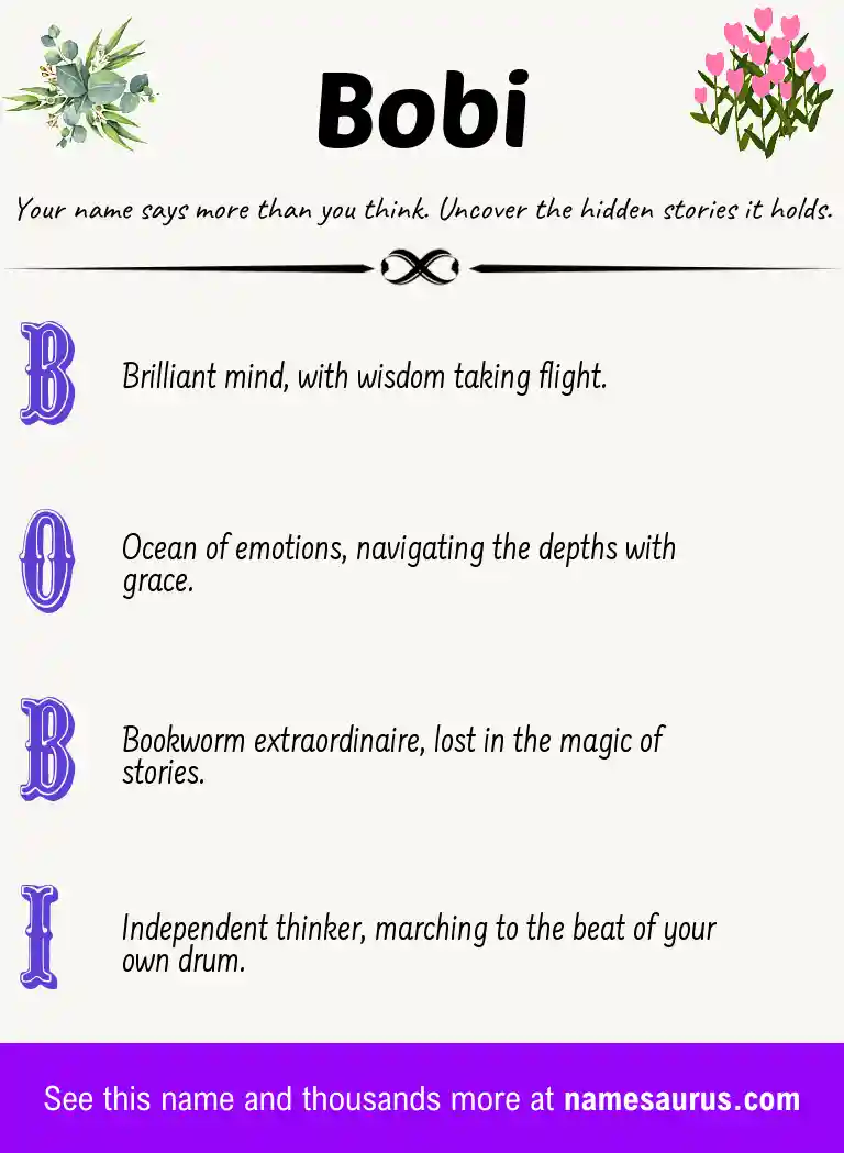 Acrostic poem about Bobi.