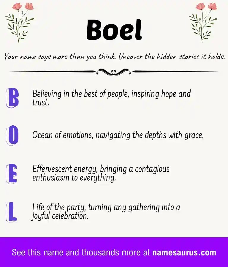 Acrostic poem about Boel.