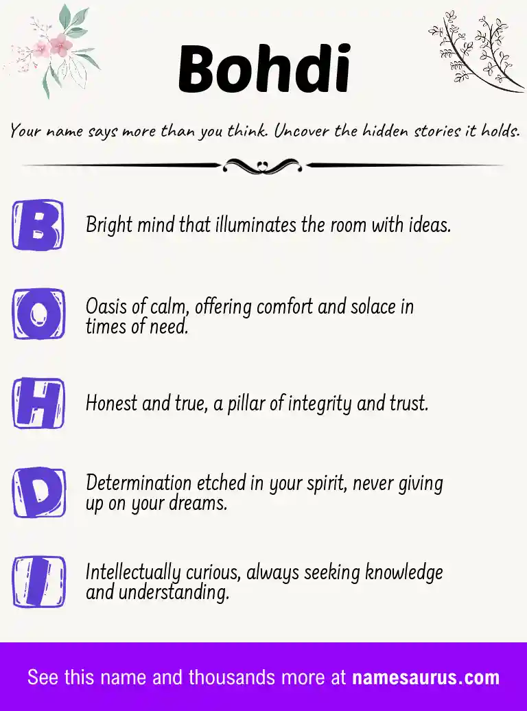 Acrostic poem about Bohdi.