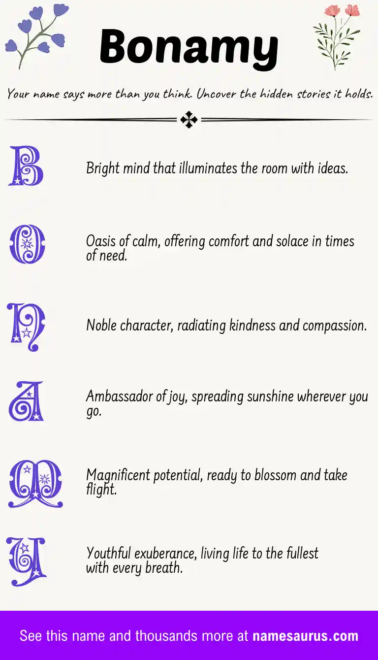 Acrostic poem about Bonamy.
