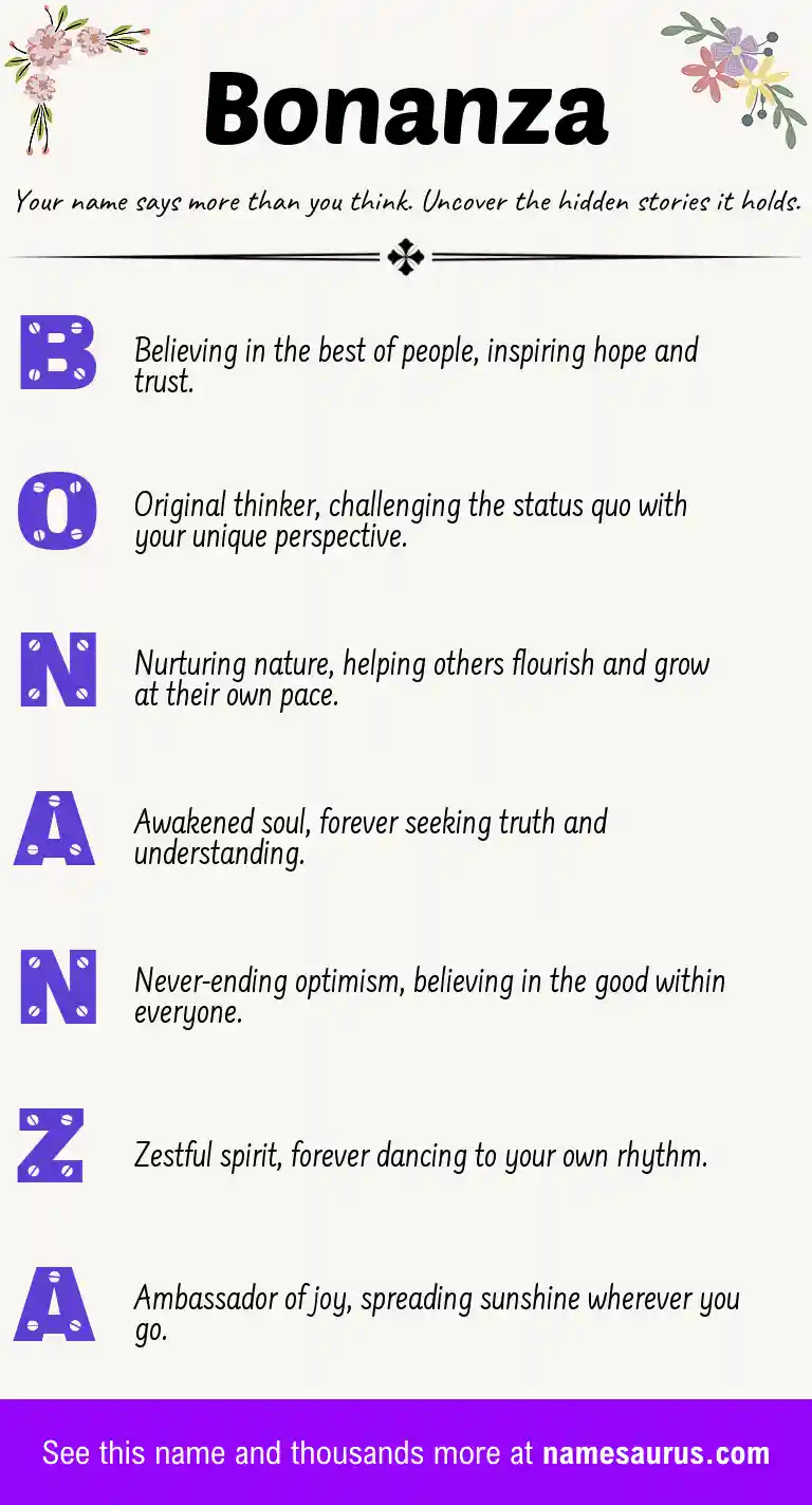Acrostic poem about Bonanza.