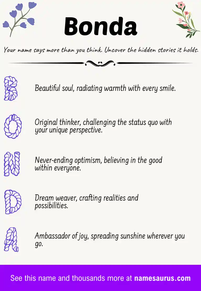 Acrostic poem about Bonda.