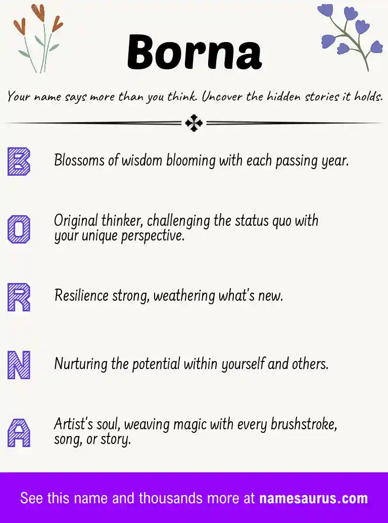 Acrostic poem about Borna.