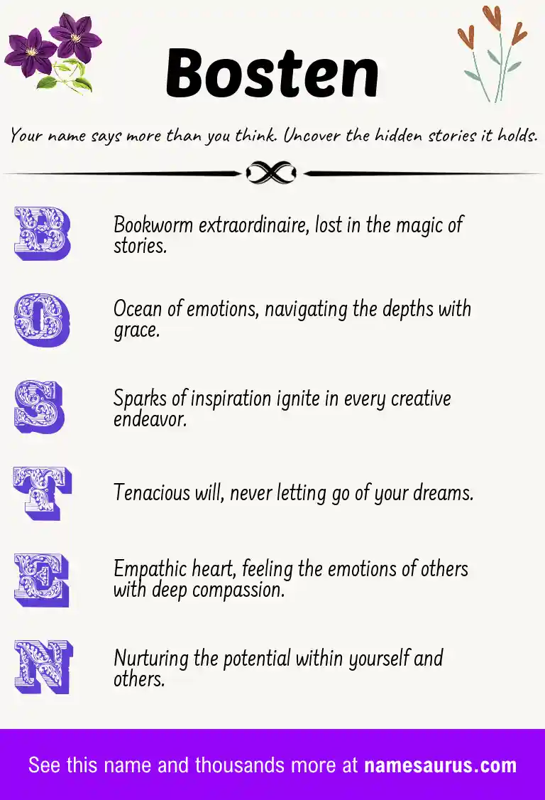 Acrostic poem about Bosten.