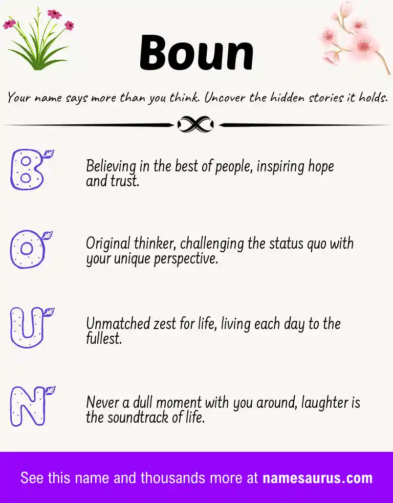 Acrostic poem about Boun.