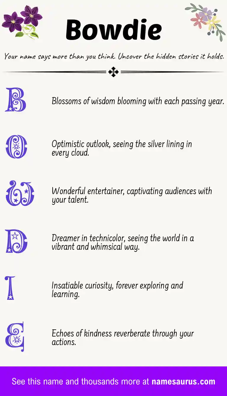 Acrostic poem about Bowdie.