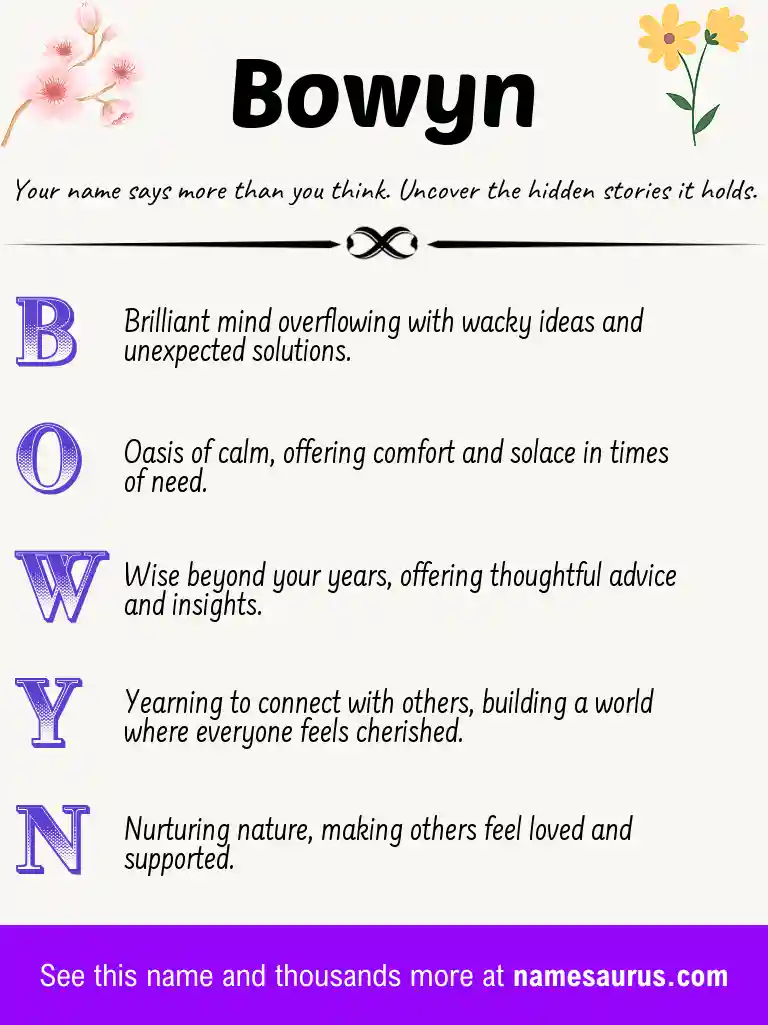 Acrostic poem about Bowyn.