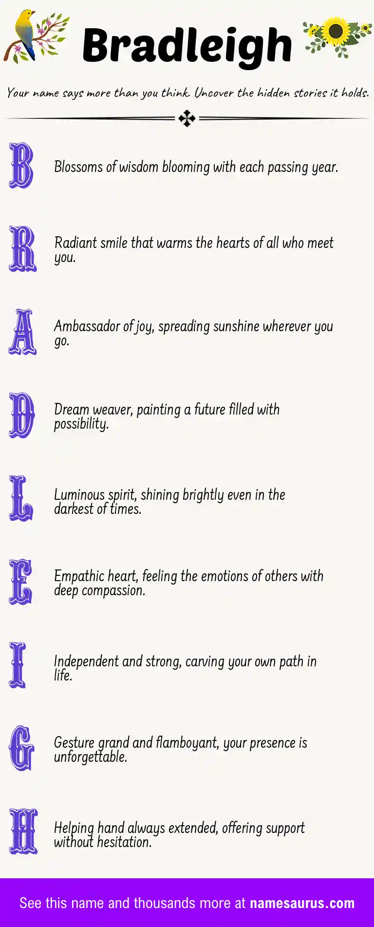 Acrostic poem about Bradleigh.