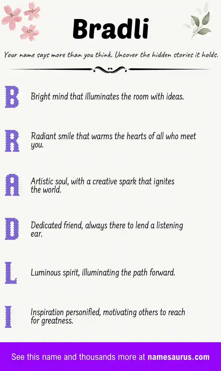 Acrostic poem about Bradli.