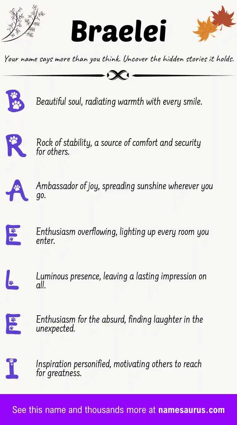 Acrostic poem about Braelei.
